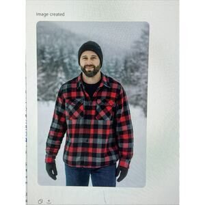 Saks Fifth Avenue Plaid Shaket Hoodie red Black Small fleece lined flannel large